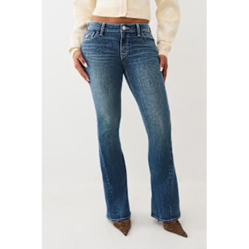 True Religion Joey Mid Rise Flare Jeans Medium Wash Blue Denim Size 30